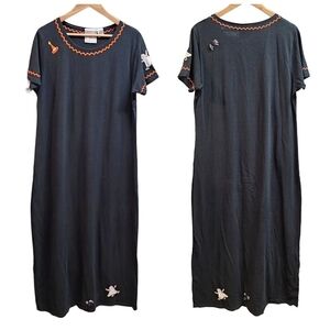 Vintage Michael Simon Halloween Themed Maxi Dress Size Large Black Laganlook 3D